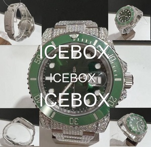 Montre Icedout VVS1 Moissanite avec cristal de verre, acier inoxydable et lunette noire, résistance à l'eau 10 bars, montre de luxe - Product Image 4