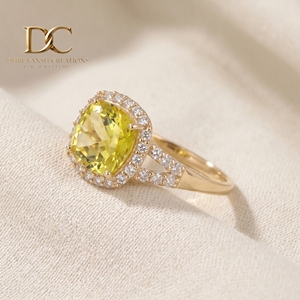 Bague ethnique en or massif 14 carats avec diamant de laboratoire et saphir jaune de laboratoire, design élégant, bijoux fins pour femmes, mariage - Product Image 3