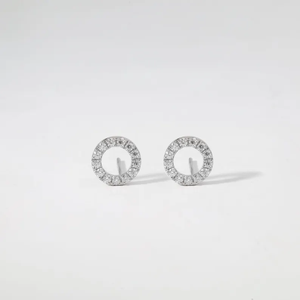 Boucles d'oreilles clous en diamant de laboratoire et naturel, minimalistes, en or blanc 14 carats, pour mariée, mariage, élégantes, anniversaire - Product Image 3