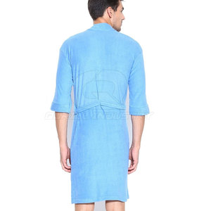 Peignoir pour homme à manches longues, en coton doux et respirant, avec poches, pour la maison, l'hôtel, le spa, la douche, la station balnéaire et le salon, ceinture réglable - Product Image 2