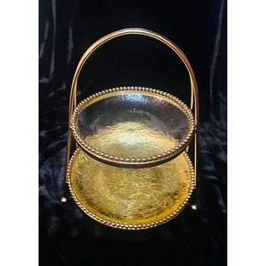 Two Tier Metal <b>Cake</b> <b>Stand</b> With Beaded Edge Handmade Gold Finish Multi Layer Serving Tray For Dessert Display - Product Image 2