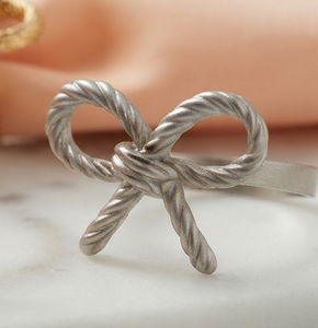 Decorative Table Decor Metal <b>Napkin</b> Ring Classic Stylish Gold <b>Silver</b> Finished Bow Shape <b>Napkin</b> Ring Indoor & Outdoor - Product Image 4