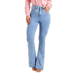 Jeans de Mezclilla Casuales Elásticos y Ajustados para Mujer, Transpirables, Estilo Ligeramente Acampanado, con un Lindo y Dulce Diseño con Logotipo en la Cintura para el Verano - Product Image 2