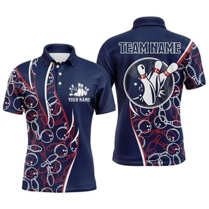 Custom Men's <b>Bowling</b> Polo Shirt Blue Black Sublimation Print Personalized Team Name Short Sleeve Polyester Sporty Uniform - Product Image 5