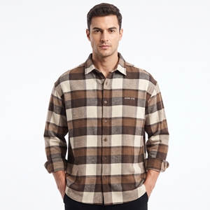 Chemise Classique à Carreaux pour Homme, Trois Tons, Boutonnée, Coupe Ample, Manches Longues, Tissée, Décontractée, Vente en Gros OEM, Fourniture Personnalisée - Product Image 4