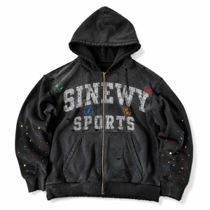 เสื้อฮู้ดซิปพิมพ์โลโก้ตามสั่ง สไตล์วินเทจ ยูนิเซ็กส์ เสื้อผ้าสตรีทแวร์ฤดูหนาว ทรงโอเวอร์ไซส์ ผ้าฝ้ายเฟรนช์เทอร์รี่ 100% - Product Image 2
