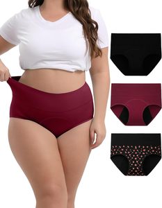 Culottes menstruelles réutilisables pour femmes, taille haute, anti-fuites, en Spandex/Coton, respirantes, séchage rapide, écologiques, pour flux abondant - Product Image 1