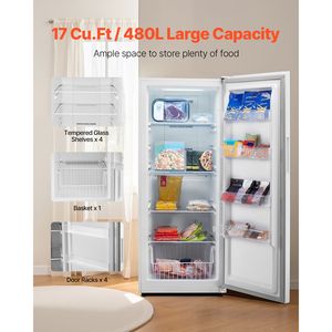Congelatore Verticale Convertibile No-Frost da 17 Cu.Ft con Pannello di Controllo Temperatura, Allarme Apertura Porta Regolabile e Funzione di Regolazione Allarme - Product Image 3