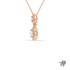 Colgante de oro de 18 quilates de lujo con doble halo y diamantes redondos cultivados en laboratorio, con piedras centrales de corte brillante, venta al por mayor y al por menor OEM - Product Image 4