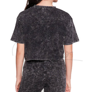 เสื้อครอปท็อปวินเทจผู้หญิงสั่งทำขายส่ง เสื้อคลุมใส่สบายระบายอากาศได้ดีสำหรับฤดูร้อน ล้างสีแบบแอซิดวอช - Product Image 5