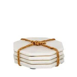 Sous-verres en marbre en gros, sous-verres en pierre naturelle blanche et en laiton avec motif cœur pour la décoration de table et les accessoires - Product Image 5