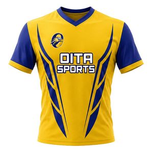 ชุดรักบี้สีเหลืองน้ำเงินสำหรับผู้ชาย เสื้อเจอร์ซีย์และกางเกงขาสั้น ชุดกีฬามืออาชีพ น้ำหนักเบา ระบายอากาศได้ดี ชุดกีฬาสำหรับทีม รุ่น C - Product Image 3