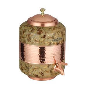 Distributeur d'eau en cuivre avec motif floral et robinet pour usage domestique - Product Image 1
