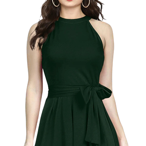 Vestido Maxi de Mujer con Cuello Halter, Silueta Lápiz, Sin Mangas, Casual, Elegante, para Fiesta de Noche, Cintura Natural, Ecológico, para Exportación - Product Image 3