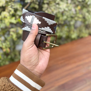 เข็มขัดหนังควายแบบมีสายเคลือบเงา หัวเข็มขัดโลหะผสมสังกะสี งานแฮนด์เมด คุณภาพพรีเมียม ความกว้าง 35 มม. ทนทาน - Product Image 6