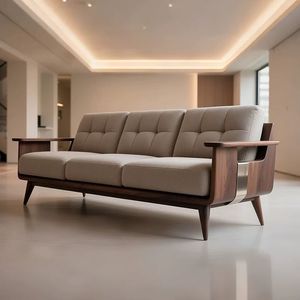 Modern Minimalist Three Seater <b>Sofa</b> with Premium teak <b>Wood</b> <b>Frame</b> - Product Image 1