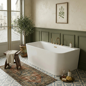 Salvere Freestanding Tub FW-7728-55-Modern Durable Acrylic Reinforced Fiberglass Rectangle Soaking Bathtub for <b>Bathroom</b> - Product Image 6