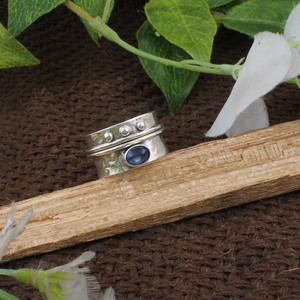 Wholesale 925 Sterling Silver Bezel Setting Unisex <b>Spinner</b> <b>Ring</b> Hammered Beaded Multi Band Meditation Anxiety Fidget <b>Ring</b> - Product Image 3