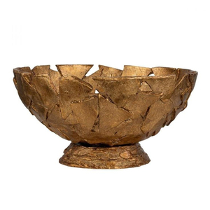 Diseño de flores y hojas de metal chapado en oro para tazones de lujo de forma ovalada con textura única, brillantes y pulidos, de gran venta. - Product Image 6