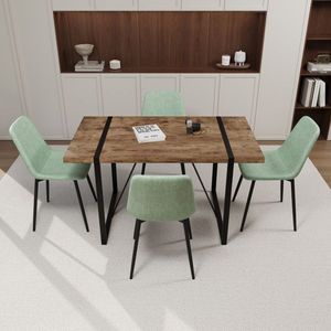 Ensemble de table à manger moderne de 55 pouces en MDF bois foncé avec 4 chaises de cuisine en bois de style médiéval, design rectangulaire en métal pour salle à manger - Product Image 3