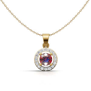 Yellow Gold Diamond Pendant With Round Brilliant Cut Stone Classic Style Unisex Jewelry - Product Image 3