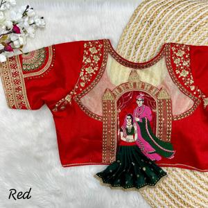 Blouse de mariage brodée Style indien Vêtements ethniques Prêt-à-porter Élégance Jours spéciaux pour femmes Robe en soie Saree Fantaisie - Product Image 6