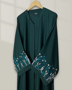 Abaya noire en rayonne, longue, à manches longues, ample, modeste, brodée, pour les fêtes et la prière, ODM - Product Image 4