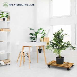 Support de plantes roulant en bois minimaliste vintage avec roues verrouillables revêtues de PE, écologique, pour jardin intérieur/extérieur - Product Image 5