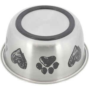 Stainless Steel Pet <b>Bowl</b> 0.5 L 13 Cm Diameter With Paw Print And <b>Heart</b> Design For Dogs And Cats - Product Image 2