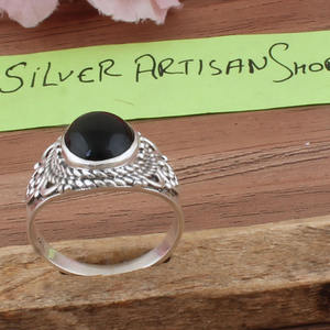 Anillo Vintage de Plata de Ley 925 con Ónix Negro Punteado, Hecho a Mano por Artesanos, Joyería de Ónix Retro para Hombre y Mujer, Anillo de Boda, Venta al Por Mayor - Product Image 3