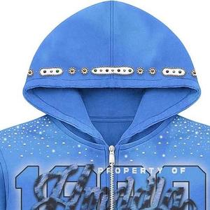 Embroidery Plain <b>Black</b> Casual Streetwear Hoodie Men Heavyweight <b>Fleece</b> 280g Regular Fit Breathable Eco-Friendly Winter - Product Image 2