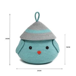 Customised Handwoven Unique Kids Bohemian Style Round Shape Rattan Eco Friendly Storage Basket Blue Chicken Cute Design Candy - Product Image 2