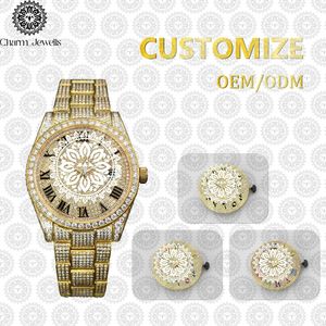 Charm_Jewells Reloj de lujo con cristales dorados, esfera redonda analógica de cuarzo, 40 mm, estilo joyería de moda, unisex - Product Image 2