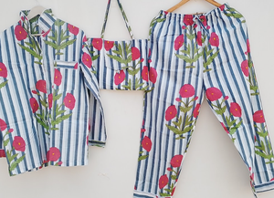 Night <b>Suit</b> With Bag L/XL Cotton Printed Soft Women's Aesthetic Shirt <b>Pajama</b> Soft Summer/Winter Swimwear 100% Cotton <b>Pajama</b> Set - Product Image 4