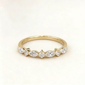 Bague de fiançailles en argent sterling 925 et or blanc 10K/14K avec diamant marquise de 0,50 ct cultivé en laboratoire, bague empilable délicate en or, alliance de mariage - Product Image 3