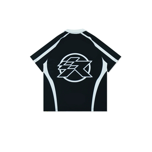 Men's Black Short Sleeve Soccer Jersey With Light Blue Accents Sublimated Print Moisture Wicking <b>Polyester</b> Regular Fit - Product Image 2