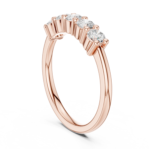 Anillo de Compromiso de Cinco Piedras con Diamante Moissanite de Corte Redondo - Anillo de Boda de Plata de Ley Chapado en Oro Rosa de 14K - Product Image 4
