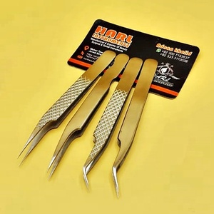 Pinzas para extensión de pestañas, juego de pinzas con acabado opaco plateado, pinzas puntiagudas y aislantes, de etiqueta privada para extensión de pestañas - Product Image 2