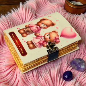 สมุดบันทึกหนังทำมือรูปหมีเท็ดดี้ พร้อมกุญแจล็อค ขอบหน้ากระดาษแบบโกธิค ของขวัญวันวาเลนไทน์ วันครบรอบ - Product Image 4