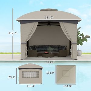 สีเทาอ่อนขนาด11 'x 11' กลางแจ้งหลังคาคู่ศาลาระเบียงโบสถ์หน้าต่างโบสถ์ม่านโครงเหล็กชุบสังกะสี - Product Image 3