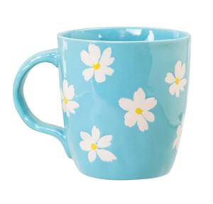 แก้วกาแฟเซรามิคลายดอกเดซี่สีฟ้า  ผิวเคลือบเงา จับถนัดมือ ทนทาน เหมาะสำหรับชา กาแฟ ของขวัญสำหรับใช้ในบ้าน - Product Image 2