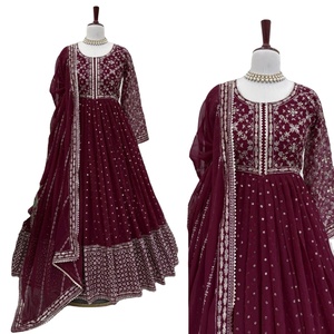 Ensemble Élégance FATEMA FASHION : Haut en Faux Georgette avec Broderie de Paillettes en Relief et Micro Dupatta de 2,2 m – Salwar Kameez Moderne pour Femme - Product Image 1