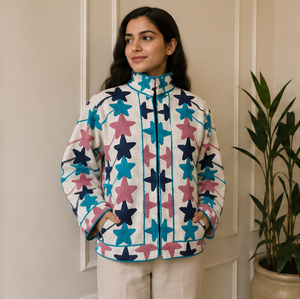 Premium 100% Cotton Suzani <b>Jacket</b> for Women Handmade Colorful <b>Star</b> Embroidery Bohemian Designer Coat Wholesale Supplier - Product Image 1