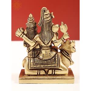 Escultura de latón de 4 pulgadas hecha a mano de Shiva Parivar con Nandi y Shiva Linga pequeña obra de arte elegante - Product Image 4