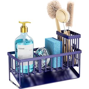 Organisateur d'évier en acier inoxydable 304 bleu marine, support pour éponge et brosse, pour ustensiles et accessoires de nettoyage ménager de cuisine - Product Image 1