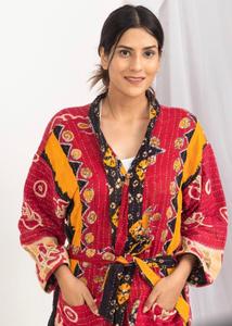 Veste Kantha de haute qualité pour femmes, en coton matelassé, faite à la main, réversible, vintage, imprimé indien, style bohème, vente en gros - Product Image 4