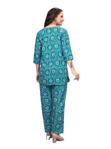 Ensemble coordonné pour femmes Kiran Nexus, tissu microfibre écologique, col rond, imprimé marron, haute qualité, grande taille, vente en gros - Product Image 2