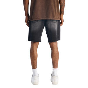 <b>Mens</b> Black Denim Shorts Vintage Washed Knee Length Casual Breathable Quick Dry Distressed <b>Ripped</b> Frayed Hem Streetwear Summer - Product Image 2