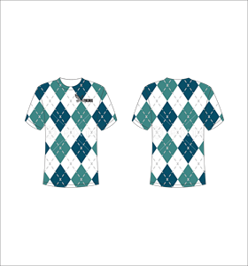 T-shirt à manches courtes pour homme, motif Argyle, bleu et blanc, col rond, coupe classique, respirant, vêtement décontracté, impression numérique, vente en gros OEM - Product Image 1