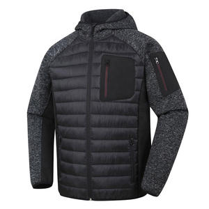 Blouson Bomber matelassé à capuche pour homme en polyester, couleur unie, imperméable, coupe-vent, avec fermeture éclair, manteau d'hiver décontracté - Product Image 1